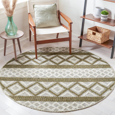 Tapis géométrique en laine et en coton tissé à la main