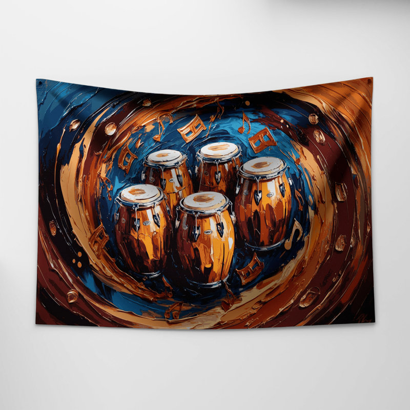 Tapisserie murale «Music Bongo Drums», 26 po x 36 po