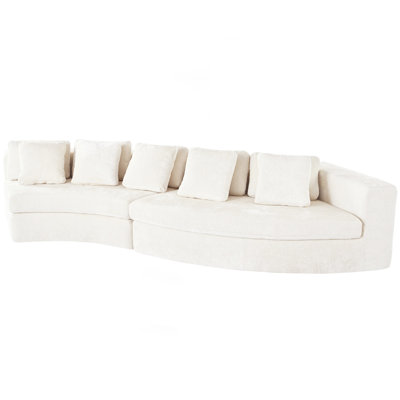 Canapé modulaire 115,7 po en mousse pure, ensemble de 2 pièces avec 5 coussins, 4 places, tissu jacquard chenille, design incurvé, aucun assemblage requis, canapé rembourré doux pour le salon et la chambre à coucher