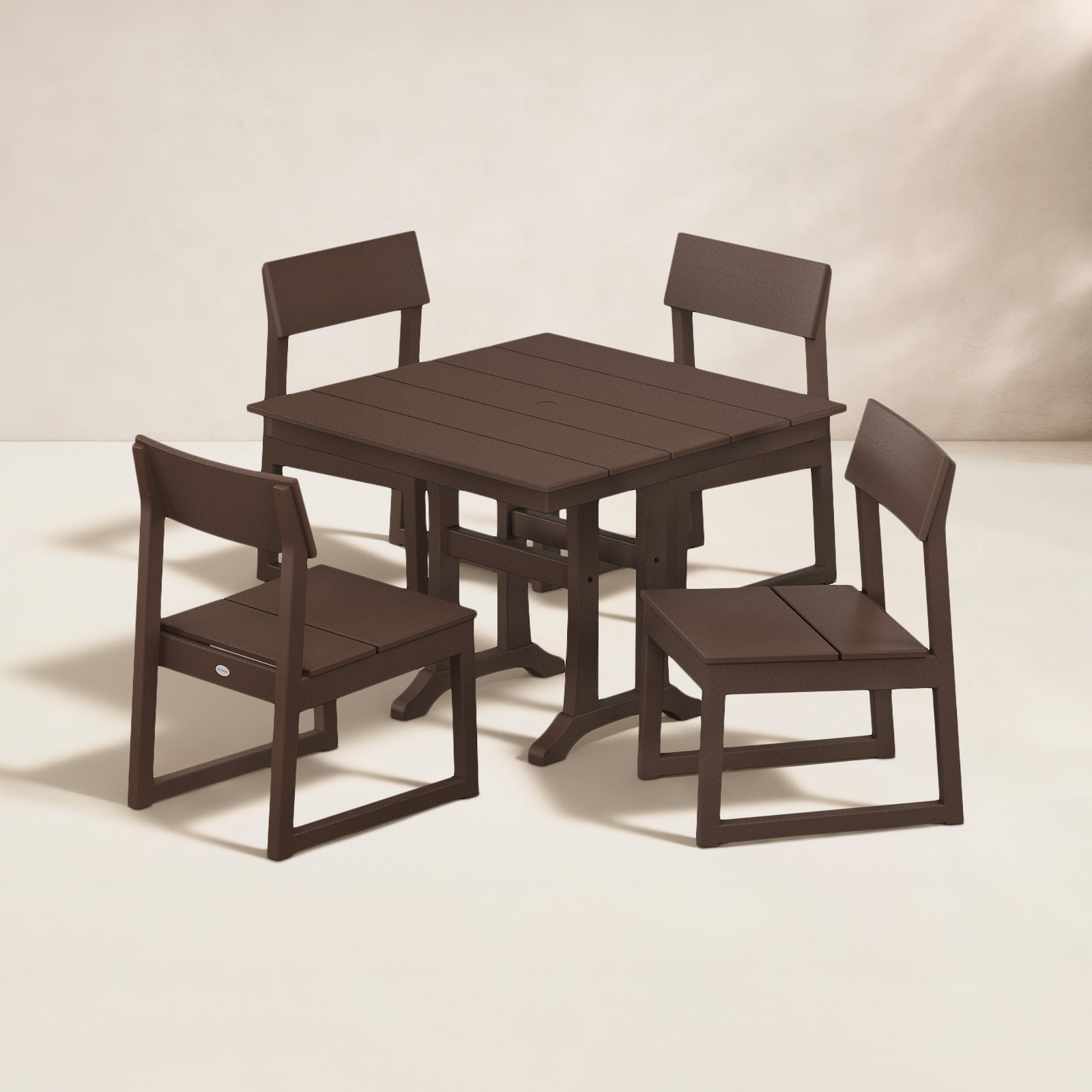 POLYWOOD® Edge 38" Patio Dining Set, Mahogany
