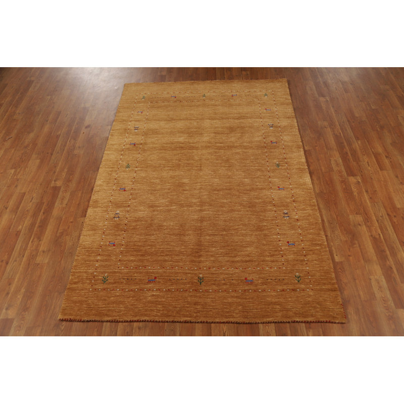 Tapis tribal rouille / brun de style Gabbeh 5 x 8