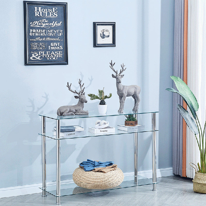 Allysyn 110cm Glass Top Console Table, Silver