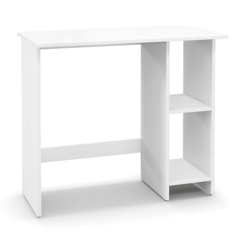 Ebern Designs Small Computer Desk With Storage Modern Writing Desk With Adjustable Shelf, White