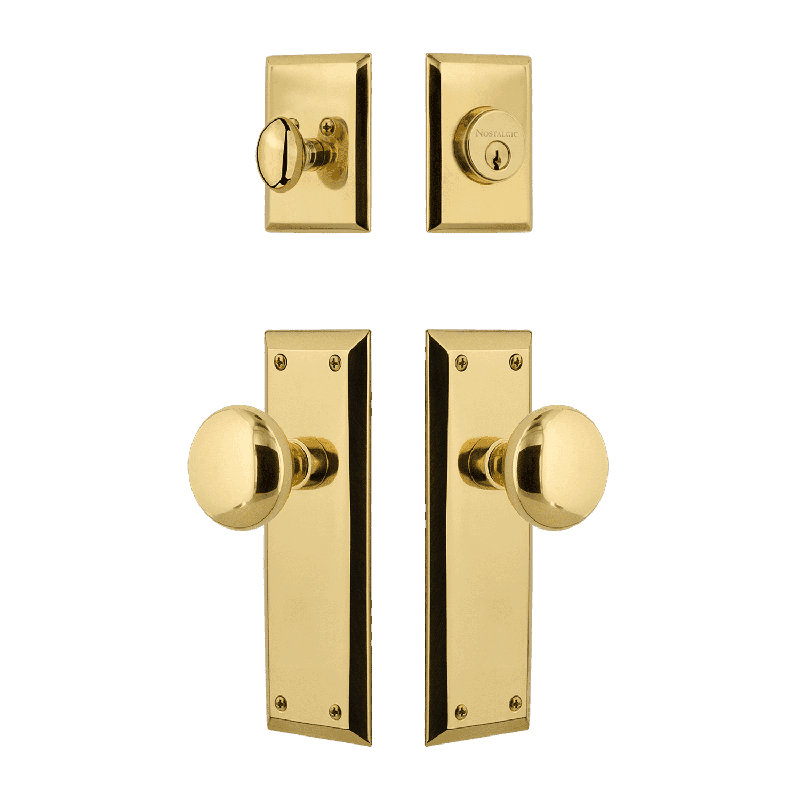 Nostalgic Warehouse New York Entry Set with New York Knob, 2.75, Polished Brass
