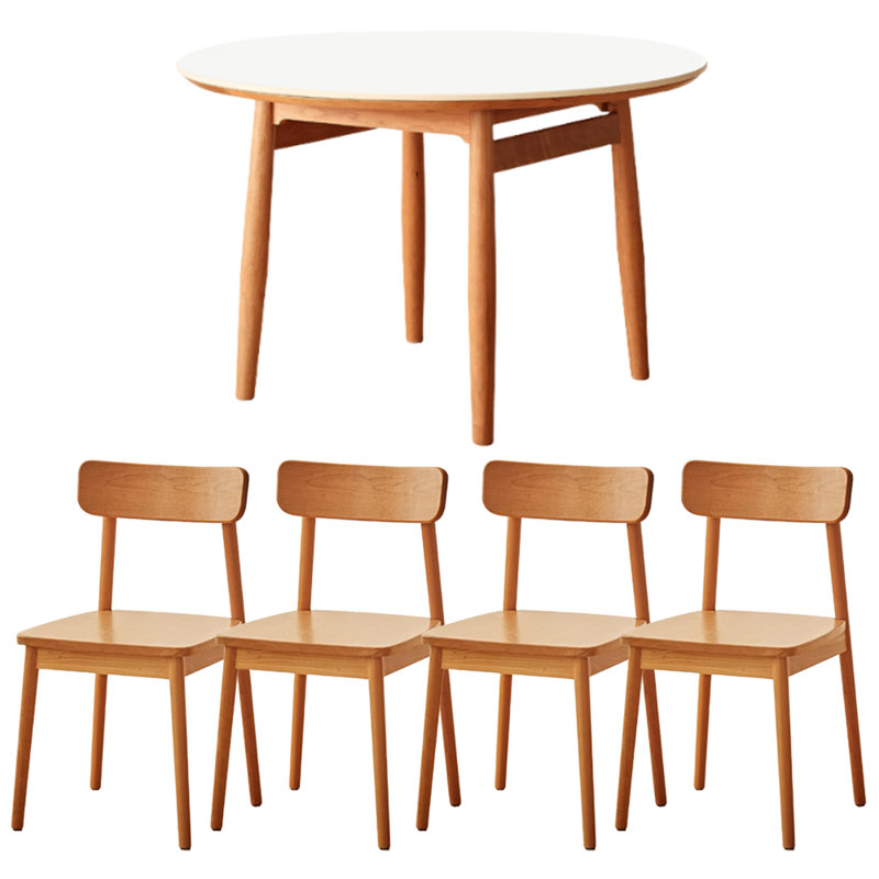 Table ronde en bois de cerisier, Blanc, H 29,52 po x L 47,24 po x l 47,24 po