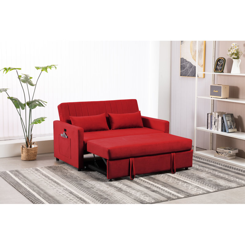 Kusilvak 58'' Velvet Sofa, Burgundy