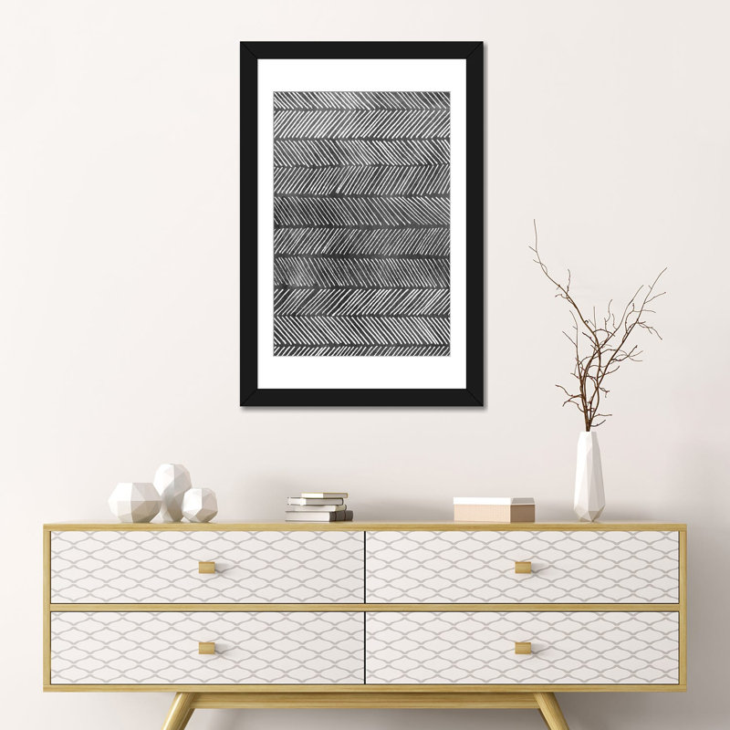 «Modern Monochrome I» par Grace Popp - impression sur toile tendue, H 24 po x l 16 po x P 1 po, Papier d'art encadré noir