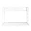 Lit double superposé au dessus d'un lit double en métal, blanc mat, réversible, prêt à accueillir un matelas, attaché pour la décoration de la chambre à coucher