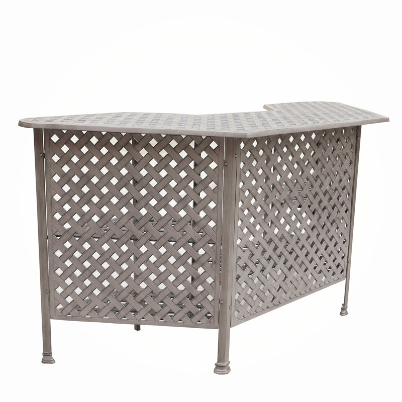 Table de bar en aluminium tressée en aluminium pour les réceptions à l'extérieur - Table de bar à hauteur de patio résistante aux intempéries avec conception antirouille, console en treillis moderne pour le jardin, le balcon et la piscine