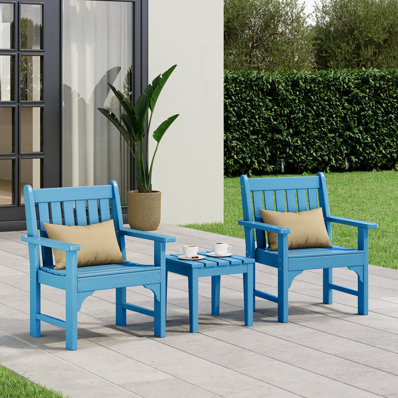 Casanova 3-Piece Garden Arm Chair With Side Table, Blue