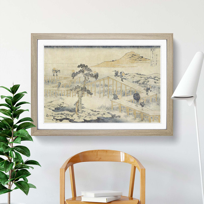 Ancient View Of Yatsuhashi In Mikawa Province by Katsushika Hokusai - Single Picture Frame Painting, 45cm H x 63cm W x 2cm D