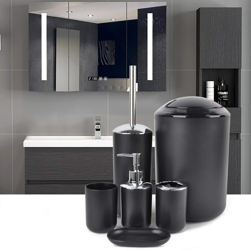 Ensemble d'accessoires de salle de bain 6 pièces Balch, Noir, noir, noir, noir