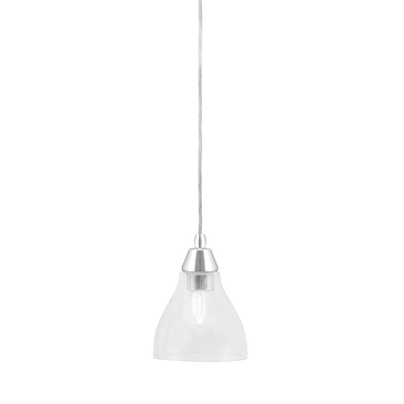 Mini-luminaire suspendu à n'importe quel cordon avec verre à bulles transparent 6,25 po, Chrome