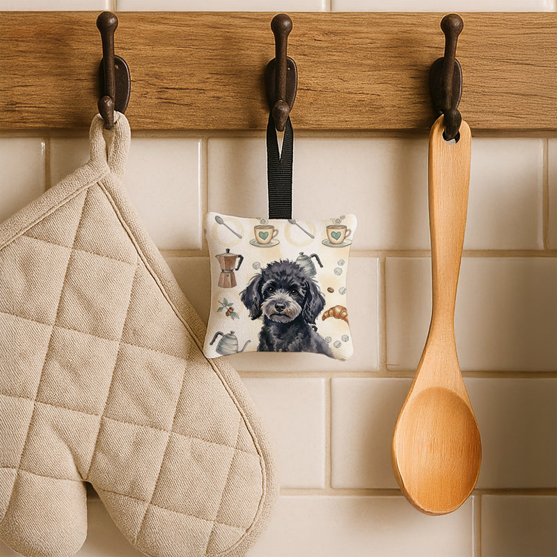 Ornement carré en tissu Toy Coffee Poodle, Poodle Toy Black