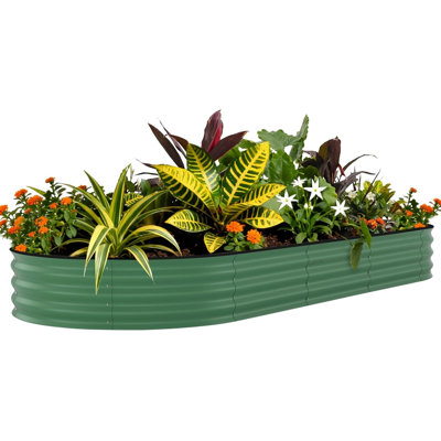 8-10 FT Galvanized Raised Garden Bed, Tall Metal Planter Box for Vegetables & Herbs