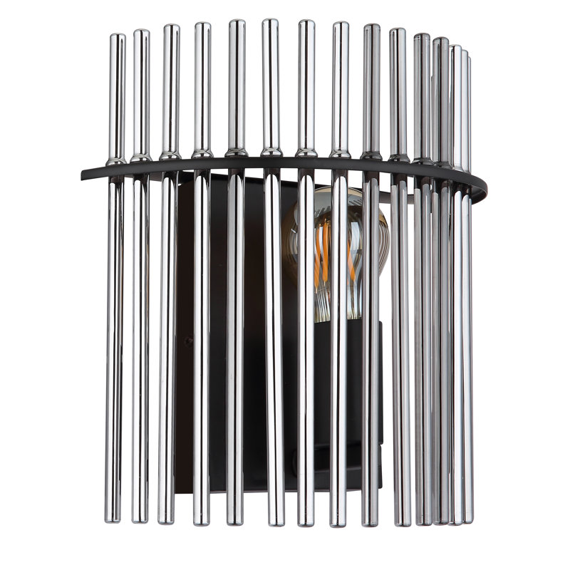 Aarvi Flush Mounted Sconce, Silver, Black