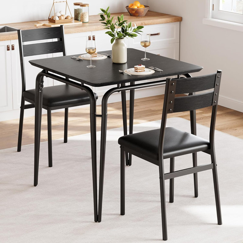 Dining Table for 2, Small Table and Chairs Set of 2, Square Dinette Set for 2, Dinner Table Set, 3 Piece Kitchen & Dining Room Sets for Small Space,(Dining Table with 2 Chairs)