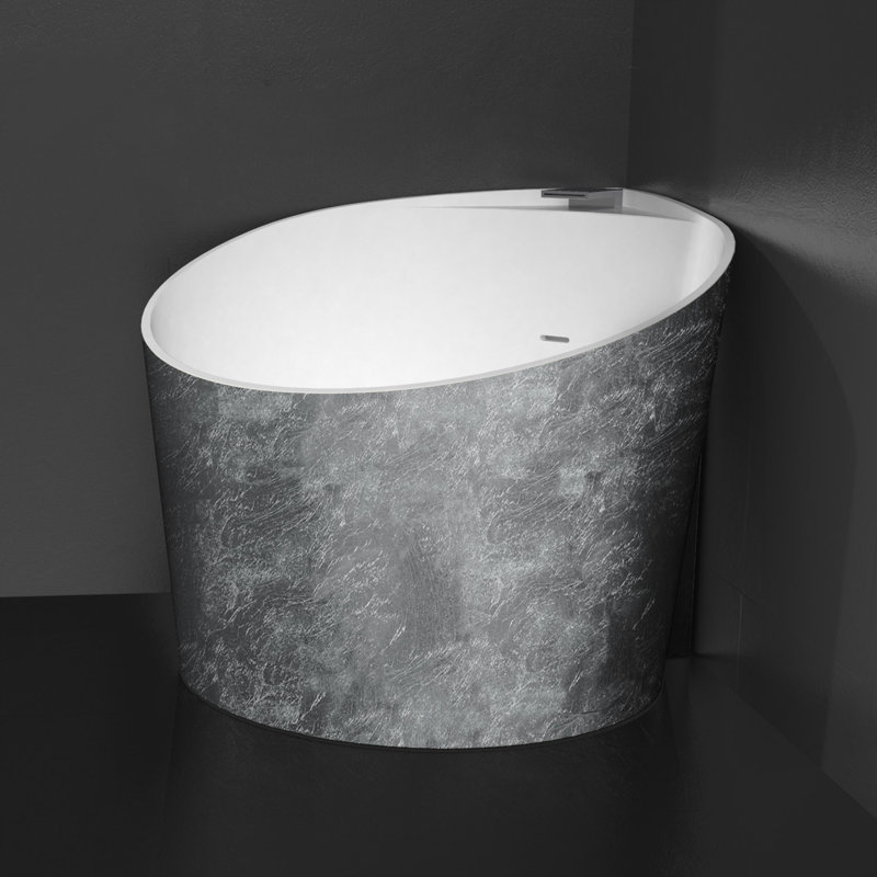 Nova 44.9'' L Freestanding Soaking Bathtub, Silver Leaf