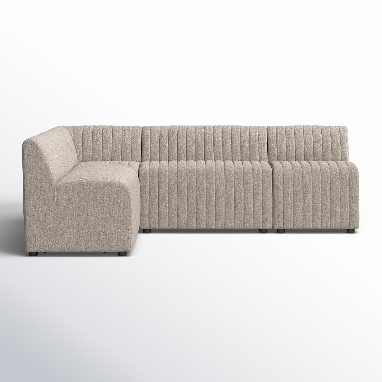 Brandt Modular Upholstered L-Sectional, Beige Polyester,  31.5" H x 91.5" W x 66.5" D