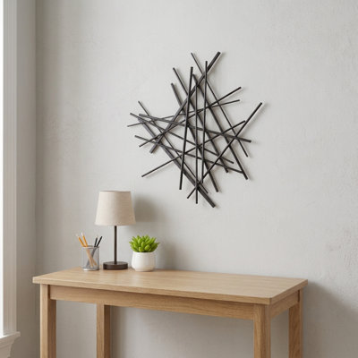 Art mural abstrait géométrique en métal Avalon, décoration murale moderne, 28 po