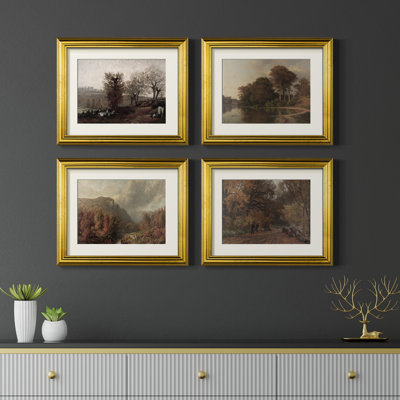 Vintage Landscape XVII  -4 Piece Set of Framed Prints