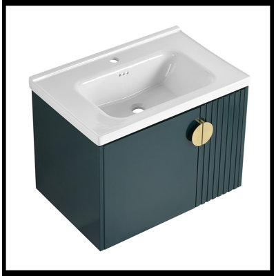 Ensemble de meuble-lavabo simple 27,75 po avec plateau en céramique Eutropio