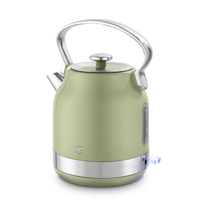 ​​Swan SK14631C Retro Traditional Kettle, Rapid Boil, Removable Limescale Filter, Easy Pour, 360 Degree Base, Water Indicator Window and Boil Dry Protection 1.7L, 3KW