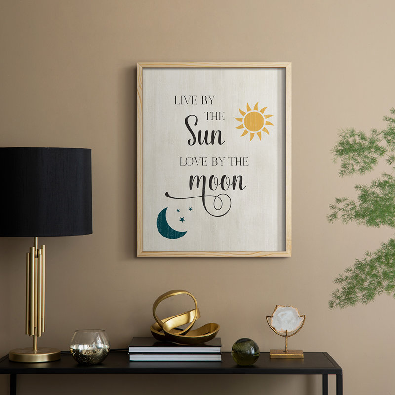 Soleil et lune, reproduction encadrée - bois massif, Naturel, H 11 po x l 9 po