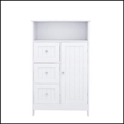 Armoire de rangement pour salle de bain polyvalente avec 3 tiroirs et 1 porte, parfaite pour organiser et maximiser l'espace dans plusieurs pièces.
