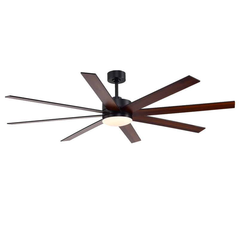 Grand ventilateur de plafond intérieur / extérieur 72 po avec lumière DEL et télécommande, 72 pales en bois, lumière à intensité variable 3 couleurs à large couverture, moteur CC réversible à 6 vitesses