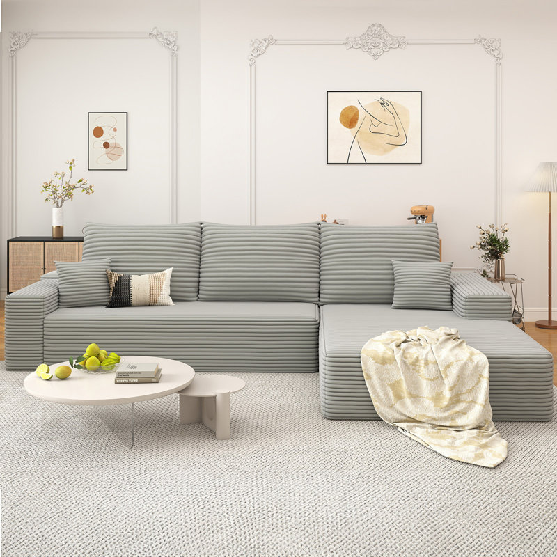 Canapé modulaire 108 po avec canapé en forme de L et canapé modulaire 108 po, Gris, Orienté à droite