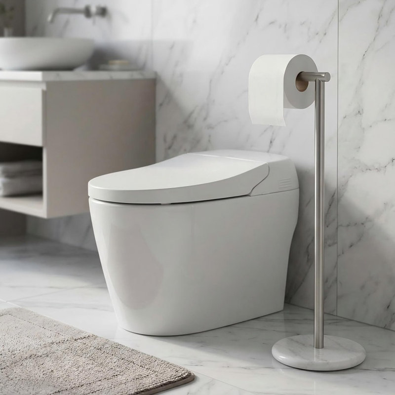 Porte-papier hygiénique sur pied, Nickel brossé