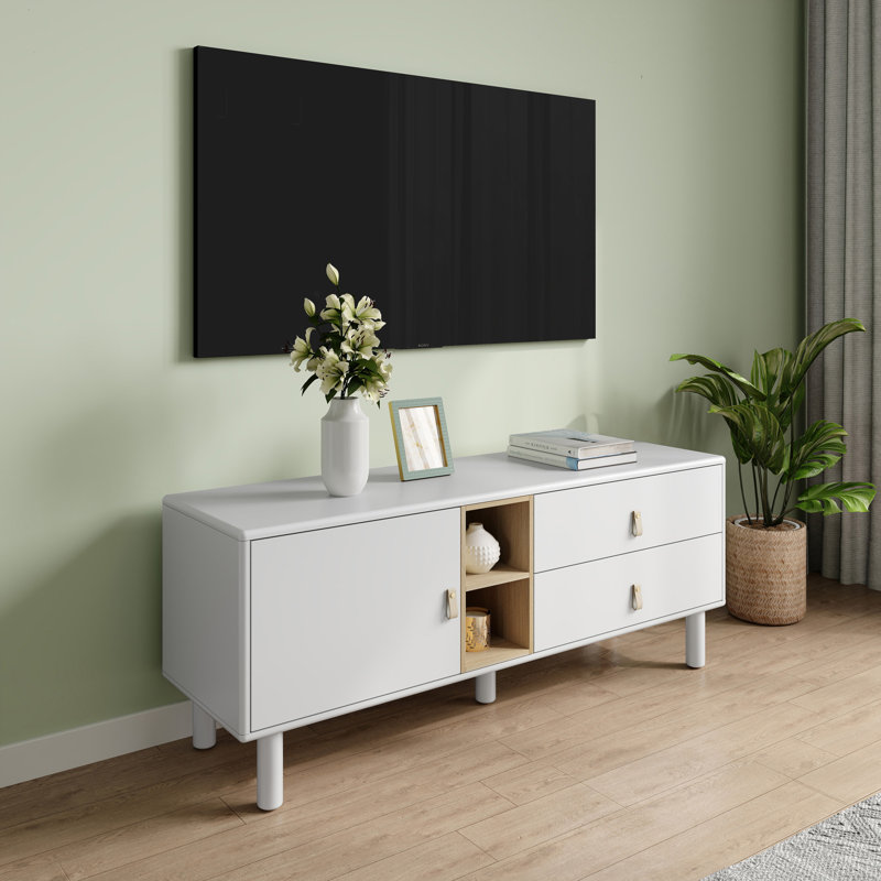 Meuble télé multifonctionnel pour salon moderne, Blanc