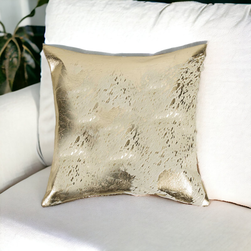 Coussin 18 "en peau de vache abstraite, Gris / Or