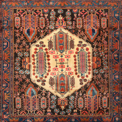 Tapis traditionnel beige / bleu / rose