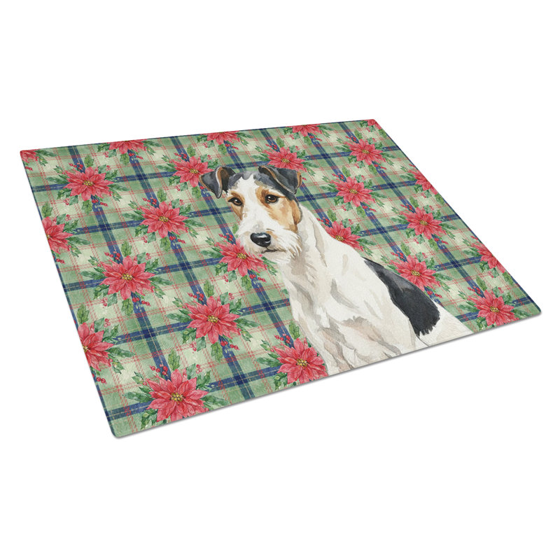 Planche à découper Smooth Fox Terrier Christmas PoinsettIas