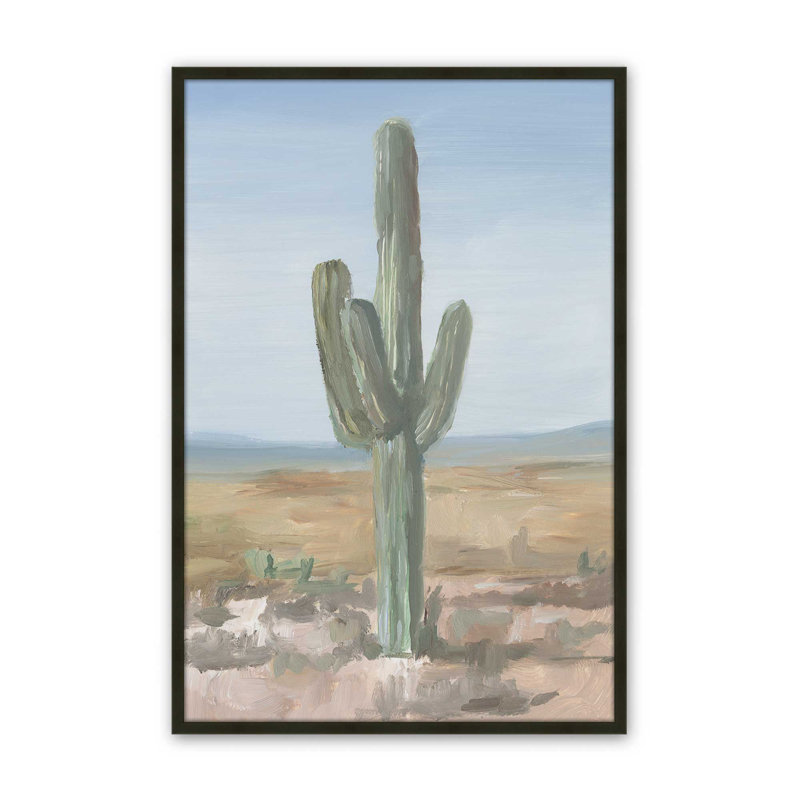 Cactus Saguaro intemporel I, H 37 po x l 25 po, Encadrement ouvert, noir satiné