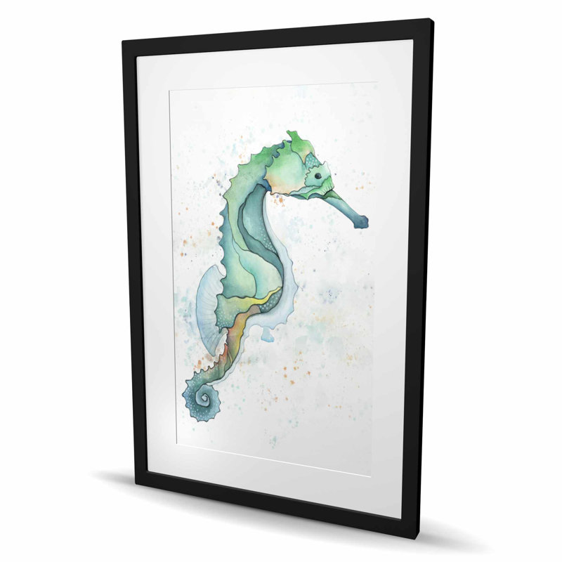 Hippocampe - animaux aquatiques, reproduction mate encadrée | Décoration intérieure, Noir
