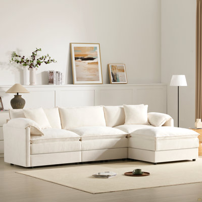 Ensemble de canapé modulaire en chenille de 103 po avec assise profonde et large, ensemble de canapé en forme de L