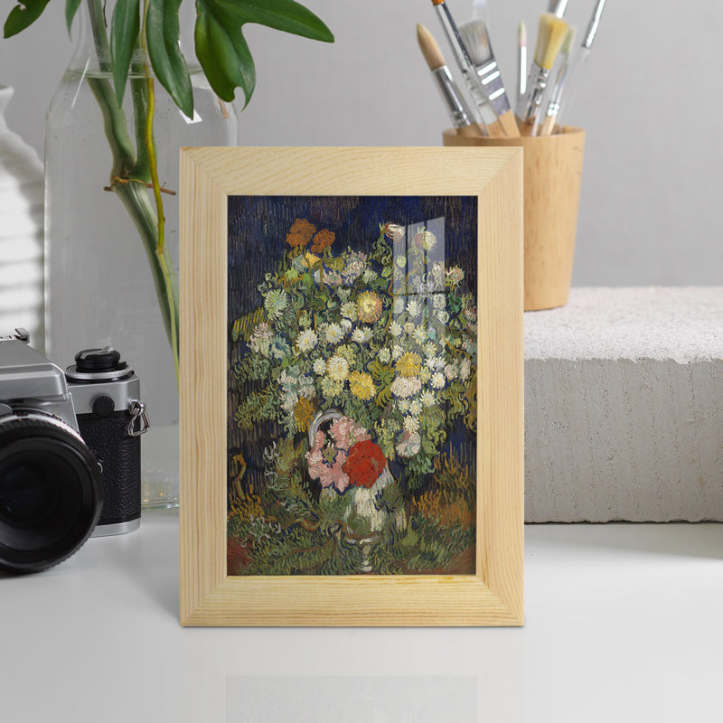 Bouquet de fleurs dans un vase, H 6 po x l 4 po x P 1 po, Naturel