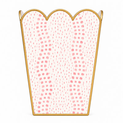 Pink Dot Square Scalloped Wastepaper Basket