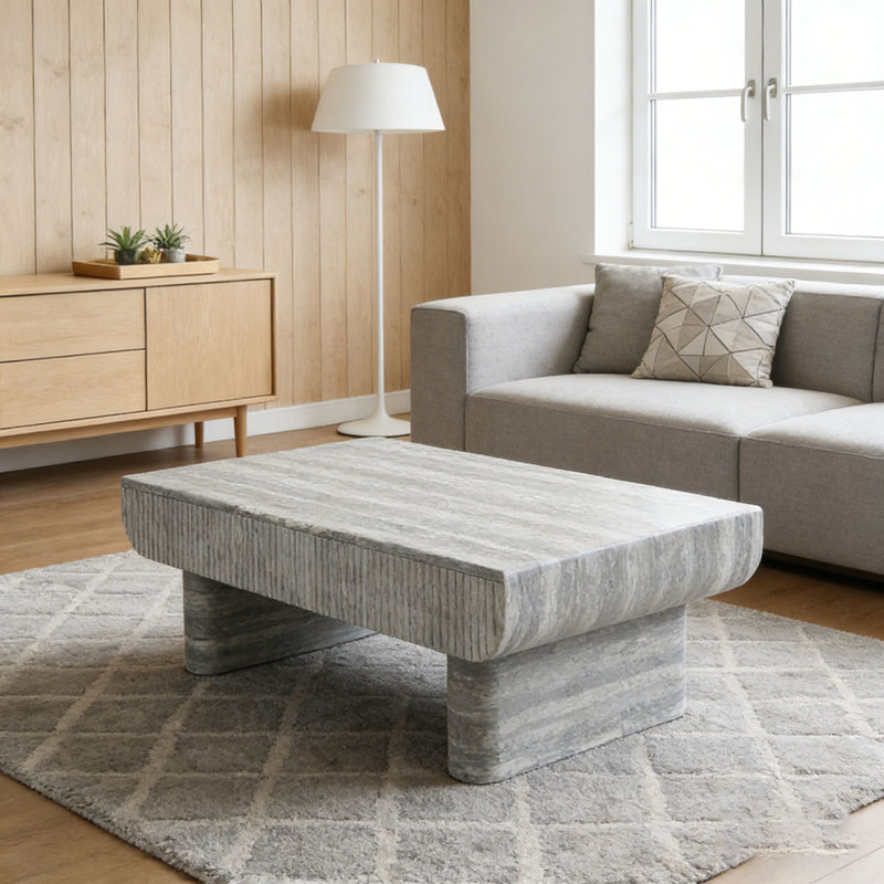 Table basse avec plateau en bois, Gris