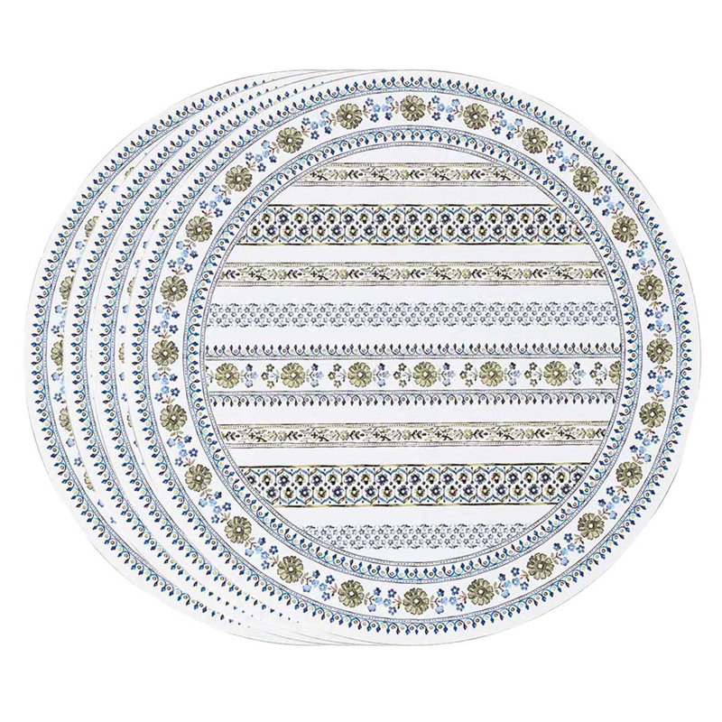 Green Cork-Backed Circular Placemats Set of Four