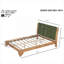 Structure de lit grand de style Mid-Century moderne avec tête de lit tapissier incluse, fabrication en bois de pin naturel vert doux
