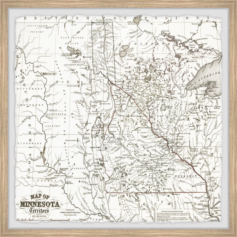 Carte du territoire du Minnesota - cadre photo, H 12 po x l 12 po x P 1,5 po