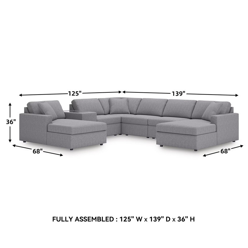 Canapé modulaire 7 pièces Modmax, Grey Polyester