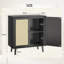   Buffet en rotin de 32 po de large et station de café - Buffet Boho moderne avec rangement - Buffet décoratif Mid-Century pour vestibule et salle à manger-923899232