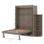 Lit escamotable rotatif avec armoire murale cachée, deux tablettes latérales à 3 niveaux, bureau convertible, supports de rangement supplémentaires-210396366