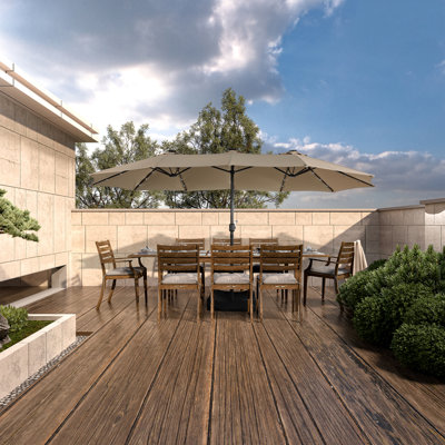 Parasol de patio 15 pi avec base et DEL 15 pi