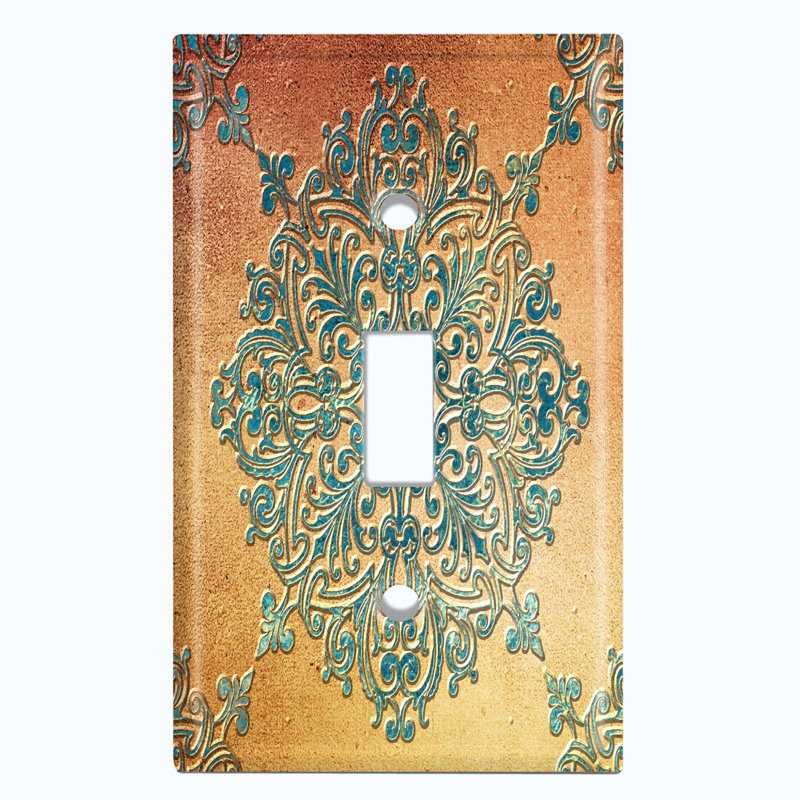 Flower Patina Copper Print 1 - Gang Toggle Light Switch Standard Wall Plate